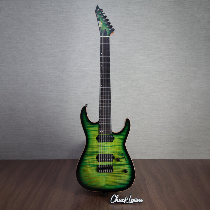 ESP USA M-7 Hard Tail Baritone Electric Guitar - Dark Lime Green