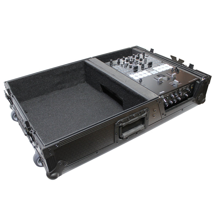 ProX XS-TMC1012WBL Flight Case for Single Turntable Battle Style for 10-12 Inch Mixer | Black on Black