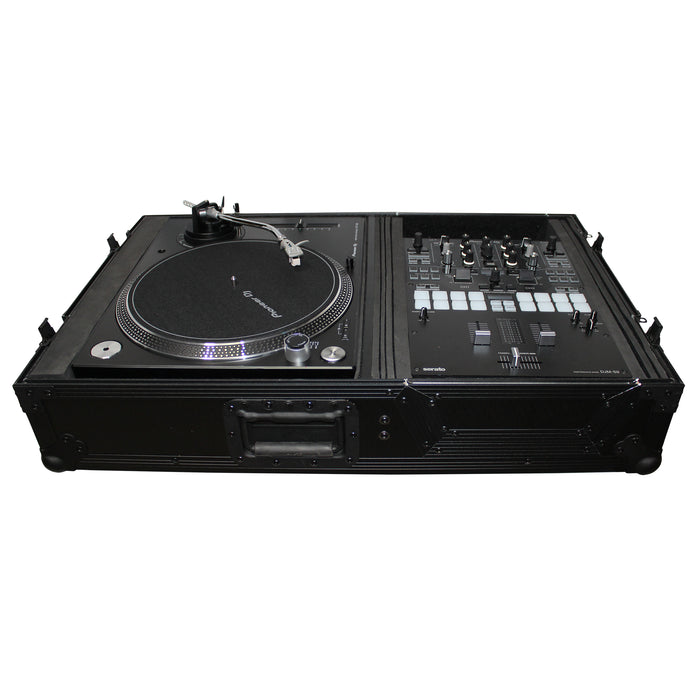 ProX XS-TMC1012WBL Flight Case for Single Turntable Battle Style for 10-12 Inch Mixer | Black on Black