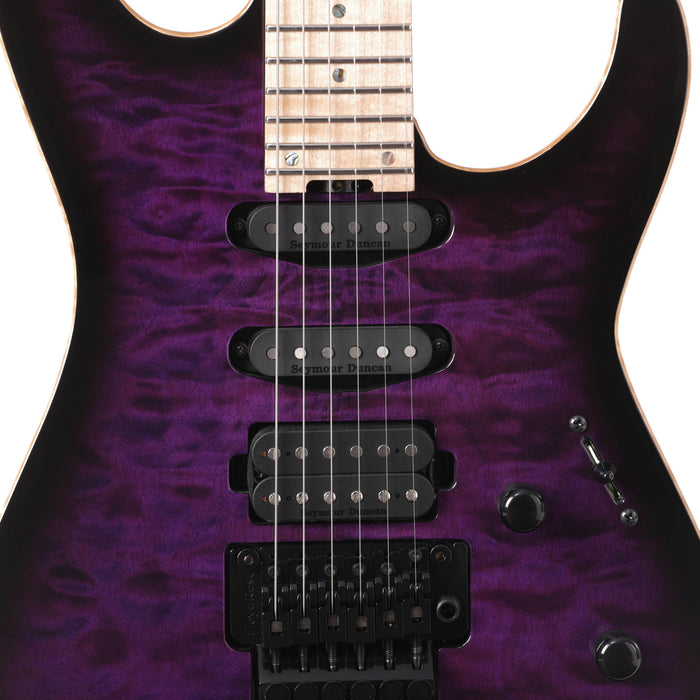 ESP M-III FR Quilt Maple Top Electric Guitar - Deep Purple Sunburst - #US22119