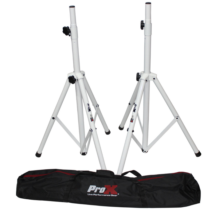 ProX T-SS28P White Heavy-Duty All Metal Speaker Tripod Stand Set of 2, 4-7 ft. (44"-84") Cloud Series