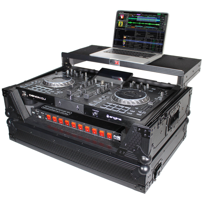 ProX XS-PRIME2 LTBL ATA Flight Case For Denon PRIME 2 DJ Controller with Laptop Shelf 1U Rack Space - Black