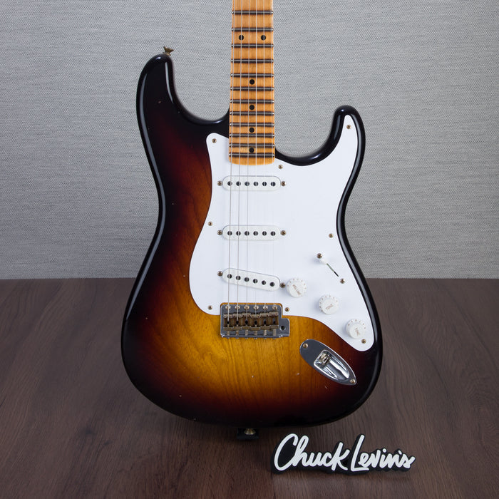 Fender Custom Shop Limited Edition 70th Anniversary 1954 Stratocaster Journeyman Relic Guitar - Wide-Fade 2-Color Sunburst - #XN4062