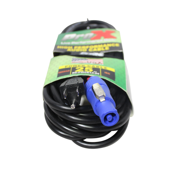 ProX XC-PWCE14-25 14 AWG High Performance Power Cord NEMA 5-15 Edison to Blue Male Power Connection - 25-foot